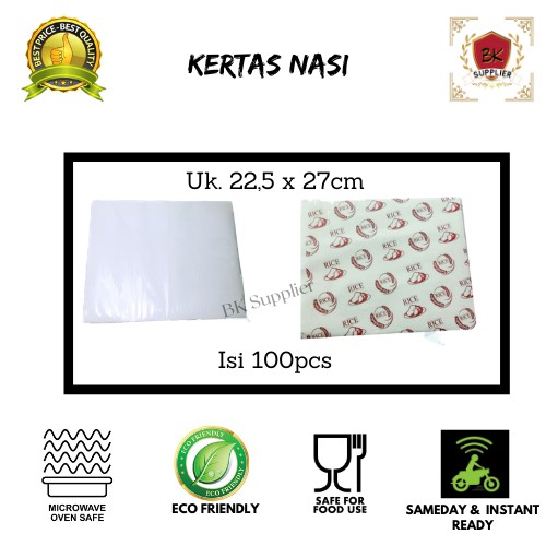 

Kertas Nasi / Bungkus Nasi / Kertas Bungkus Nasi Isi 100pcs