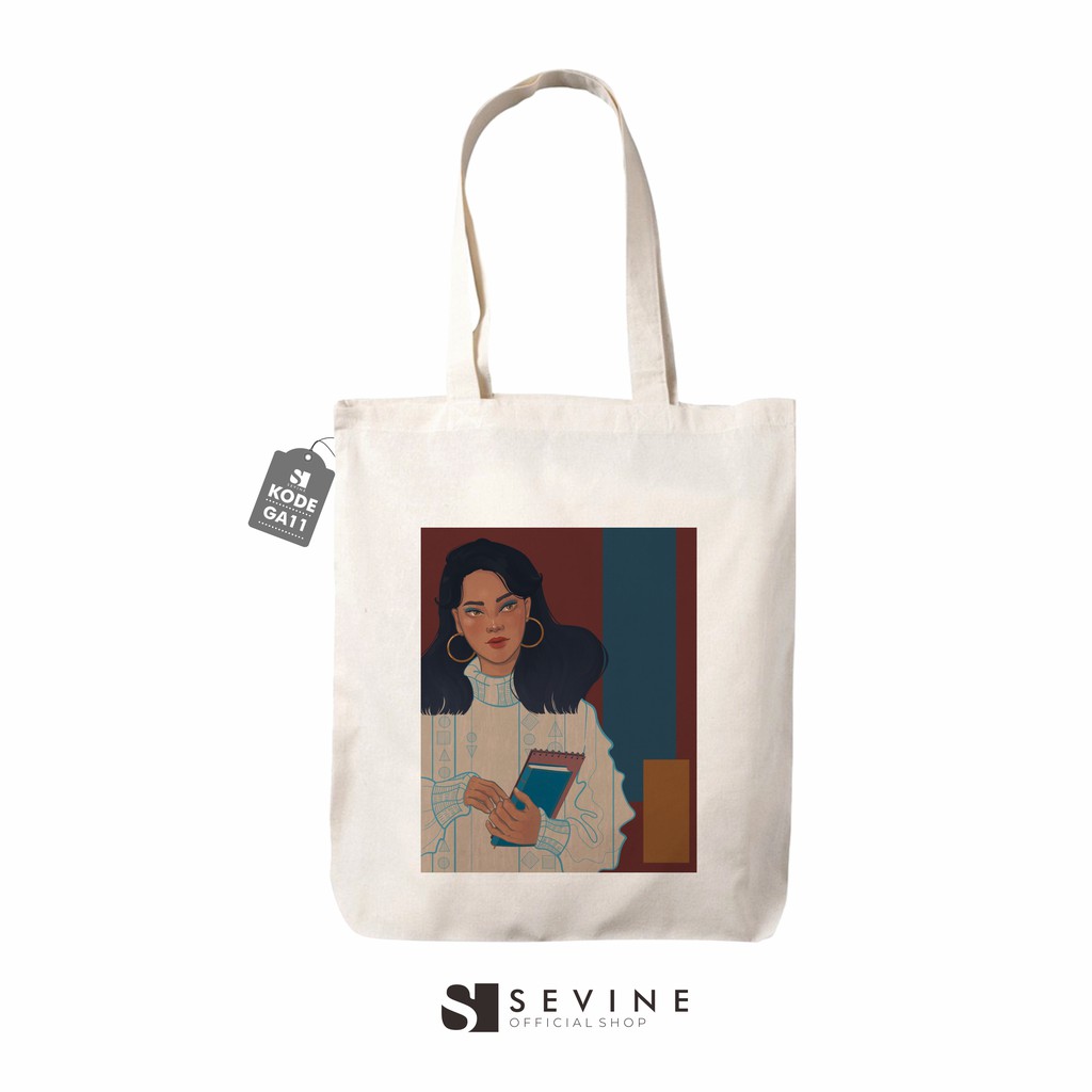 Sevine Totebag Tas Wanita Tote Bag Resleting Custom Aesthetics Vintage - GA