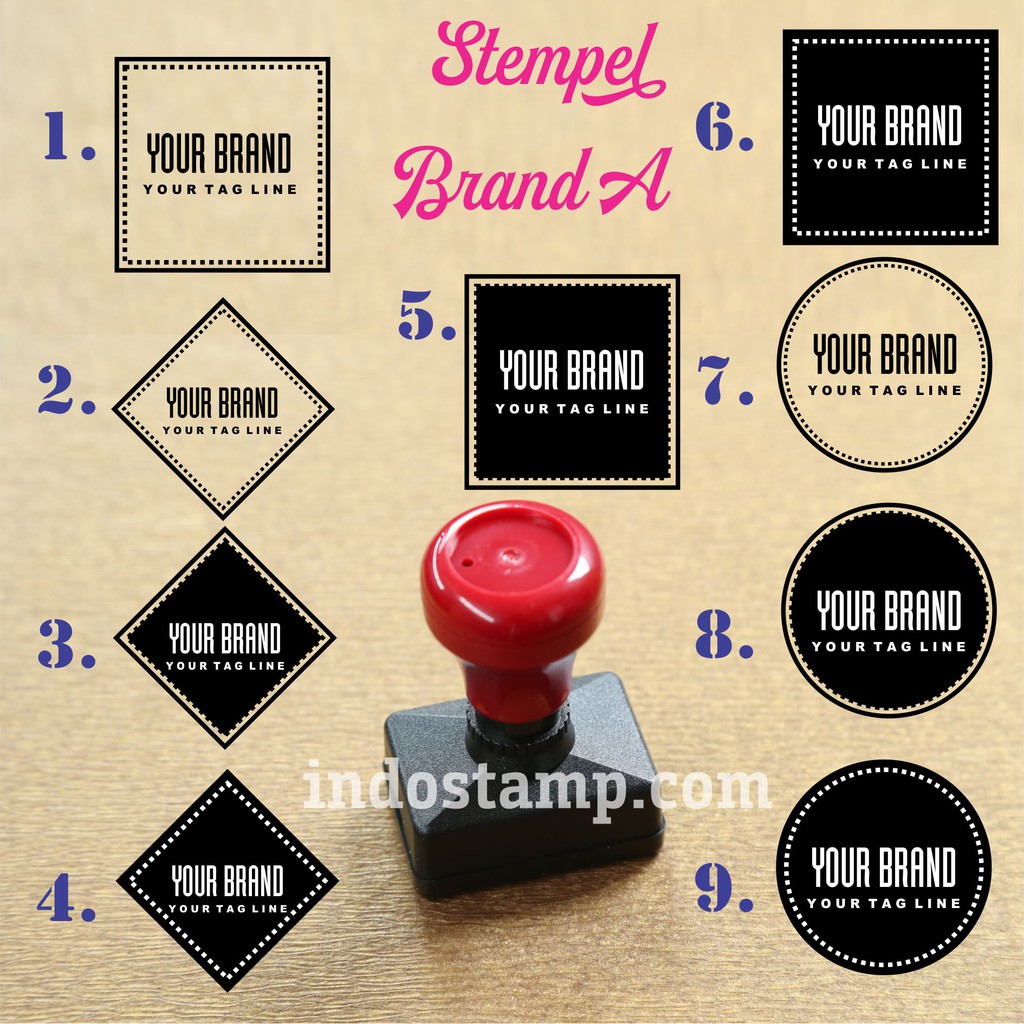 

stempel nama brand logo toko minimalis sederhana simple bulat kotak flash stamp
