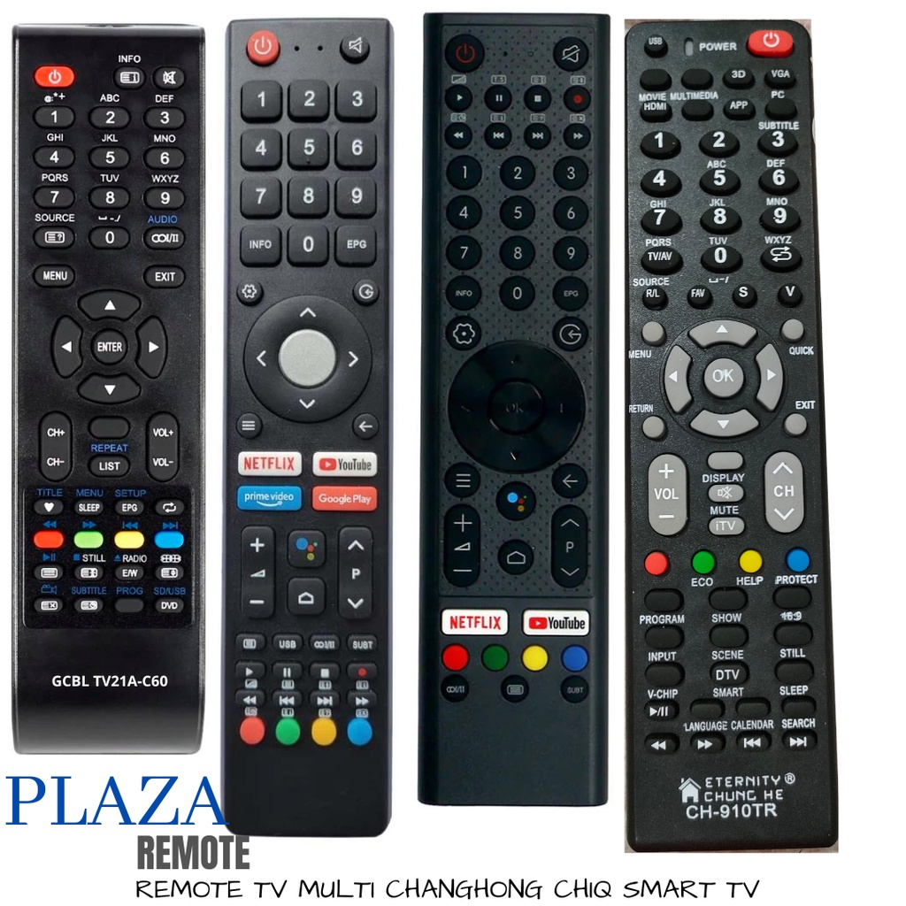 REMOTE TV CHANGHONG CHIQ SMART TV LED NETFLIX MULTIFUNGSI TANPA SETING