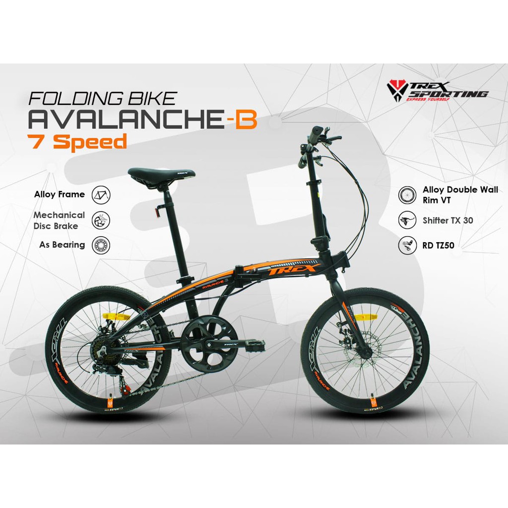 Sepeda Lipat Trex Avalanche B 20 inch Frame Alloy alumunium 7 Speed as Bearing Termurah Folding Bike-1