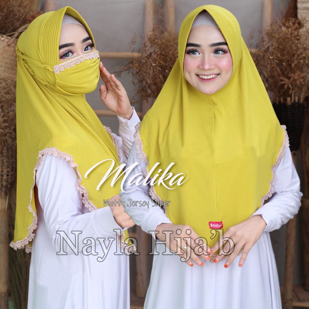 Jilbab Instan Terbaru Hijab Masker Jersey Premium  Kerudung Masker Renda Malika Termurah Nayla Hijab