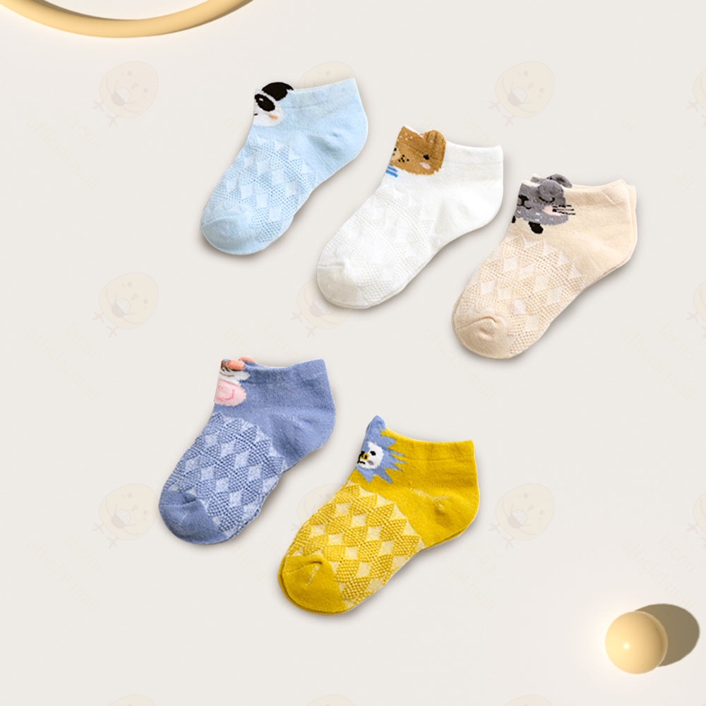 Lacoo Kaos kaki bayi anti slip Kaus kaki anak motif hewan untuk 0-3 Tahun