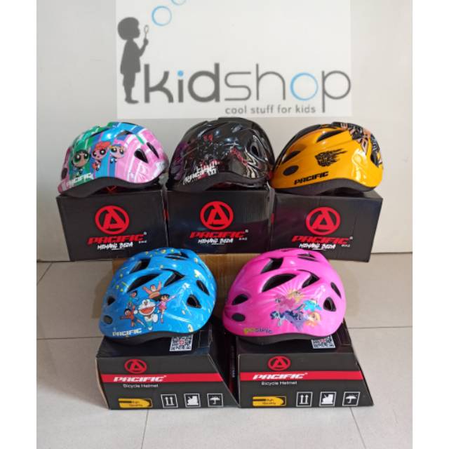 [KID] Helm Sepeda Anak Bicycle Helmet PACIFIC dengan LAMPU Red Light Karakter Cartoon New ORIGINAL
