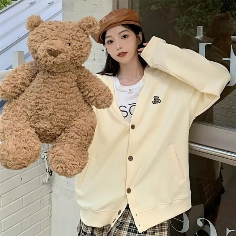 Kardigan Pocket Wanita MY BEAR Bordier ✔ | Cardy Sweater Wanita Oversize | Cardigan Wanita Korea Fashion Style