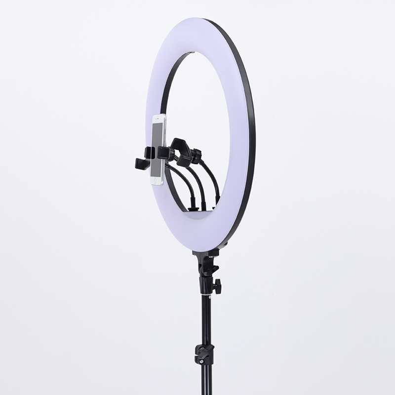 (BISA COD) FTIHSHPSTUDIO Lampu Halo Ring Light 18Inch 3xHolder+Remote+Tripod JY-460