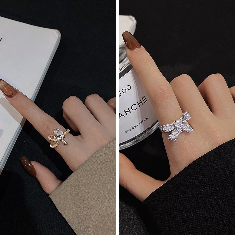 Cincin Model Terbuka Desain Kupu-Kupu Tiga Dimensi Bahan 925 silver Aksen Berlian Gaya Korea retro Untuk Wanita