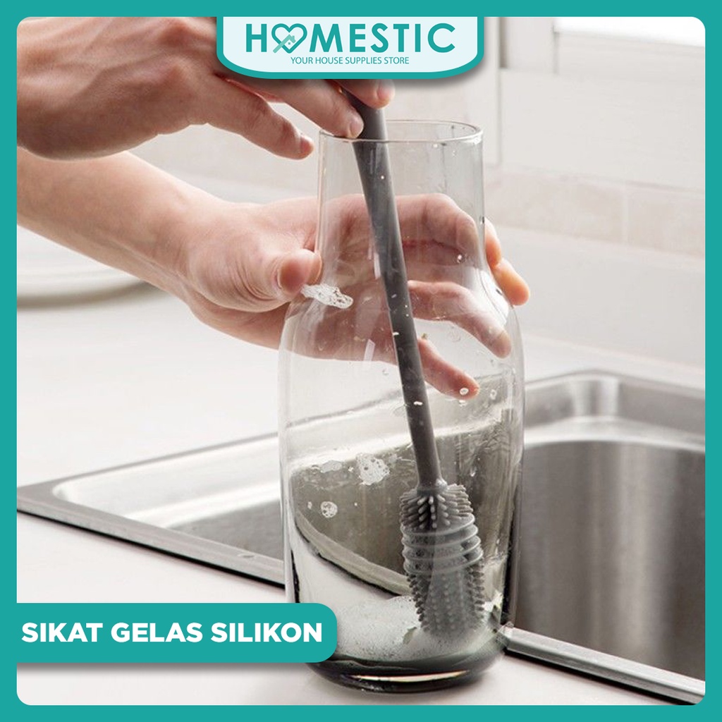 SIKAT PEMBERSIH BOTOL / SIKAT GAGANG PANJANG BAHAN SILIKON / SIKAT PEMBERSIH GELAS SILIKON