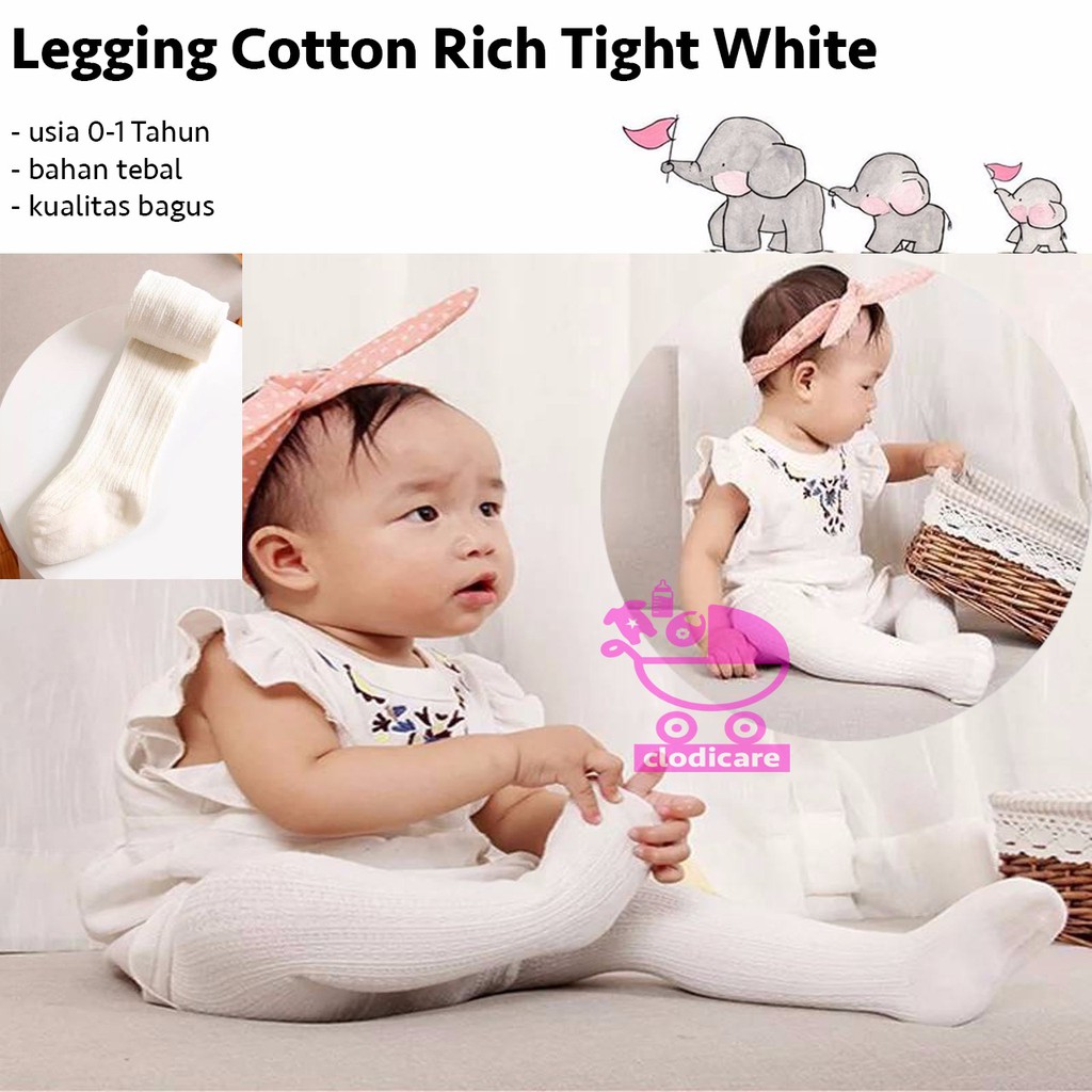 Legging Import Nemo Kids Polos Putih White Bayi 0-1 Tahun