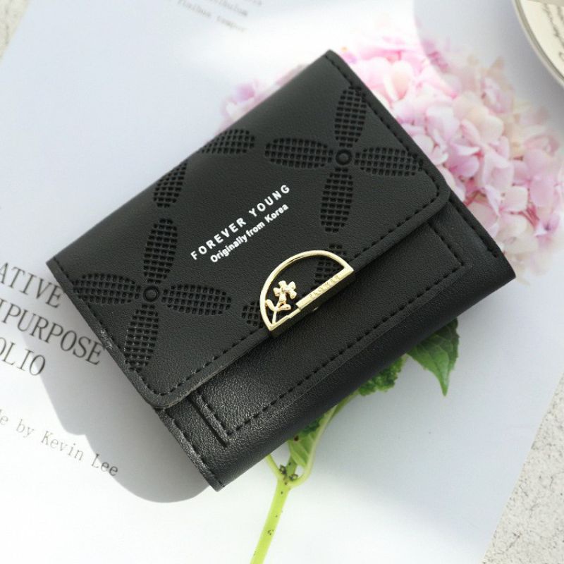 Dompet Daun Mini Dompet Kartu Dompet Uang Dompet Lipat Mini Korea Bunga