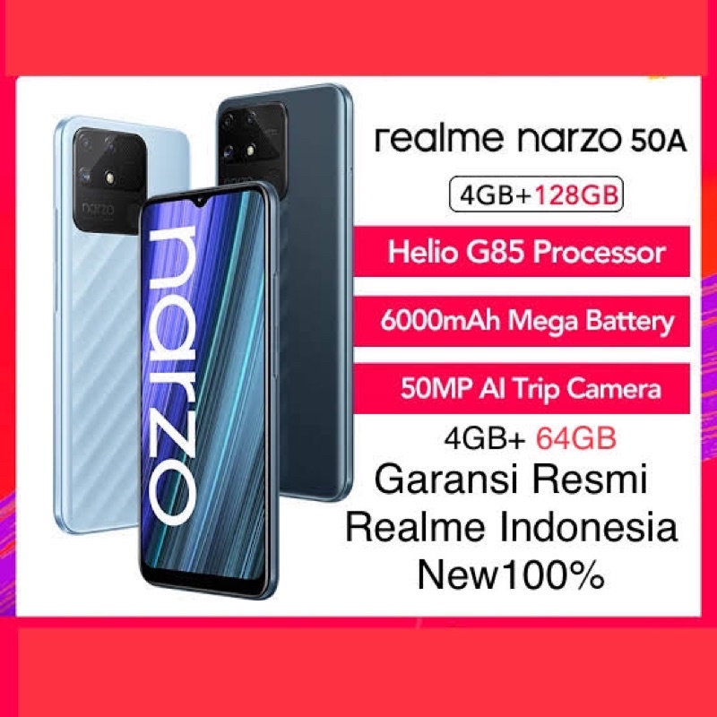 Narzo 50A 4/64GB , 50A 4/128GB[Helio G85,6000mAh,18W Quick Charge,6.5in,50MP/8MP AI