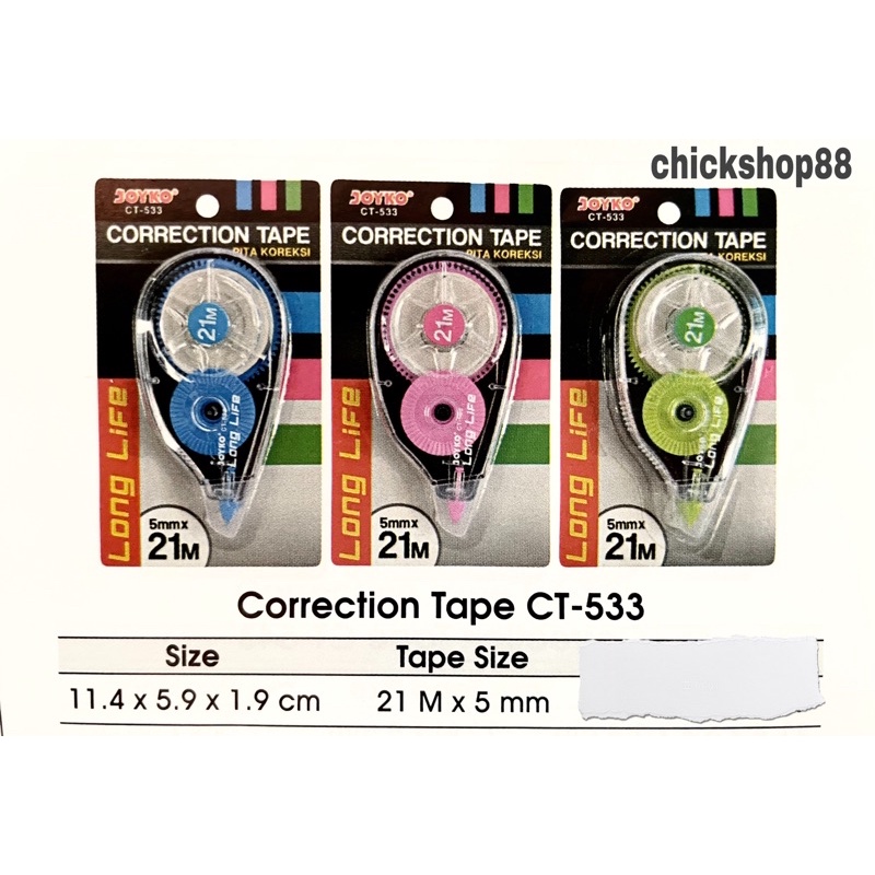 

Correction tape Joyko CT-533 Tip-ex kertas 21m