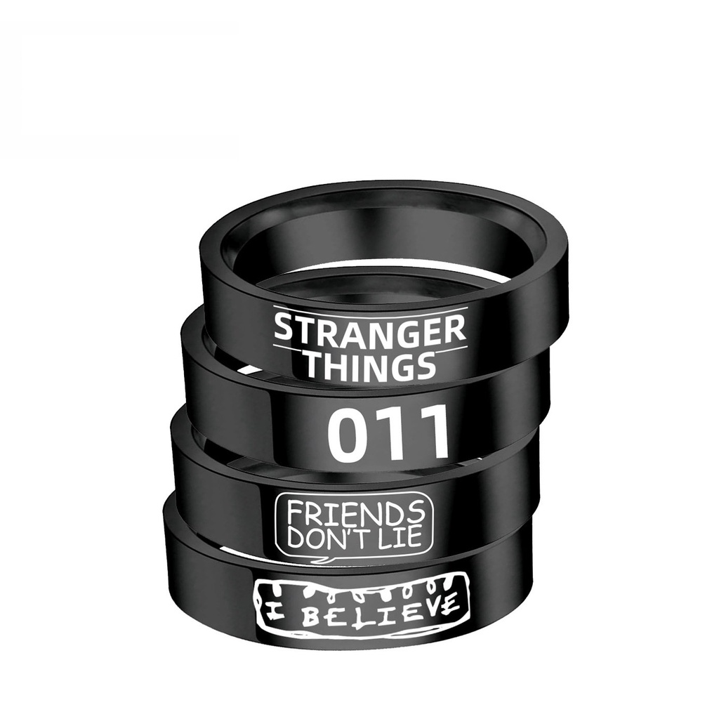 Cincin Bahan Stainless Steel Desain Stranger Things Rings Eddie Munson Eleven 011 Friends Don 't Lie I Believe