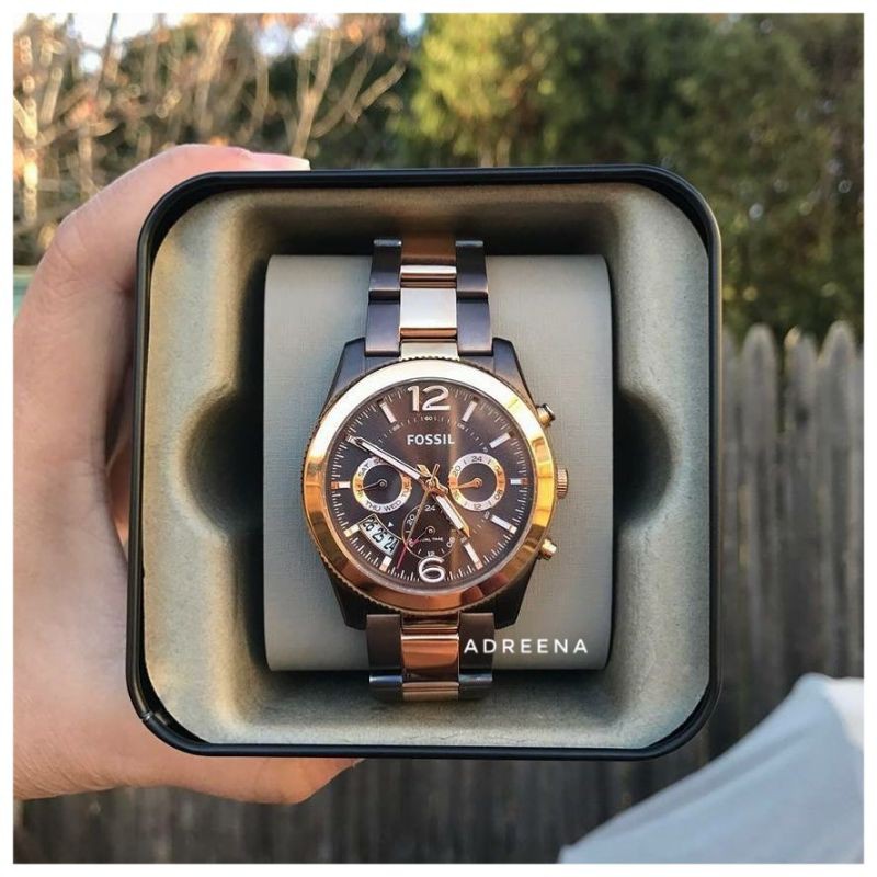 jam tangan wanita Fossil perfect boyfriend ES4284 two tone original