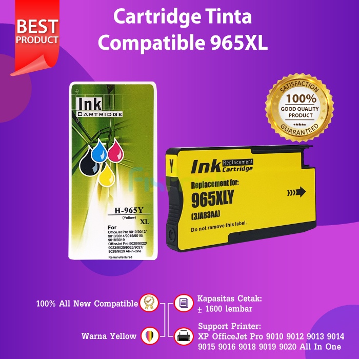 Cartridge Tinta Compatible 965XL 965 Black Cyan Magenta Yellow