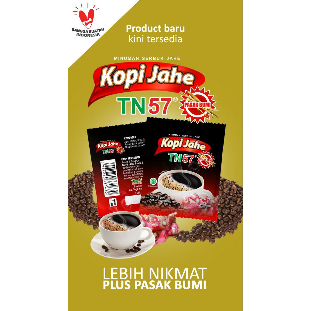

Tn57 Kopi Jahe Plus Pasak Bumi (Isi 10 Sachet)
