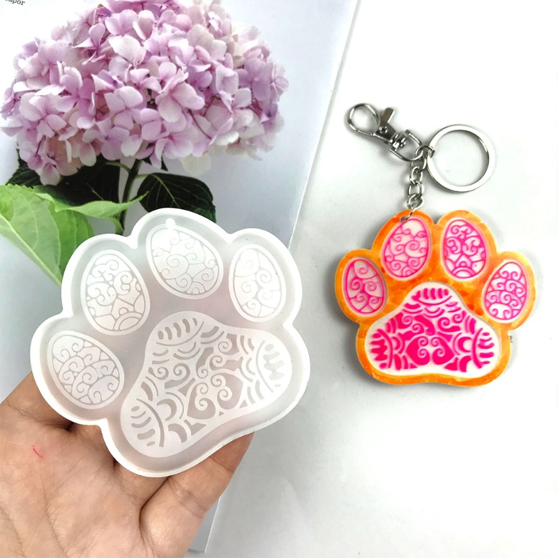 Siy Cetakan Resin Epoksi Bentuk Tapak Kaki Anjing Mandala Handmade Diy Bahan Silikon