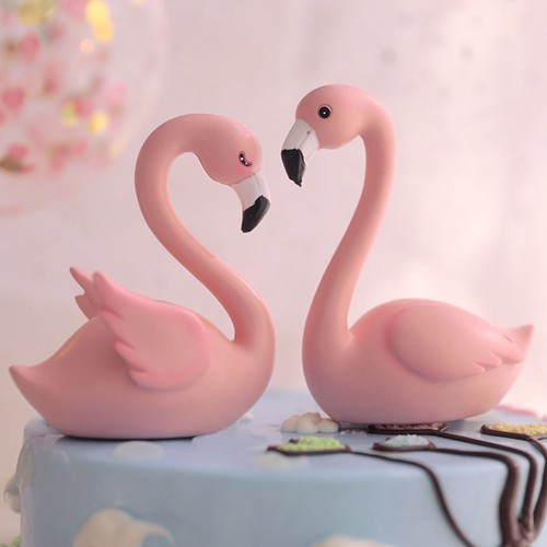 Cake Topper FLAMINGO/ Hiasan kue tart Angsa pink/ Figure Kartun burung