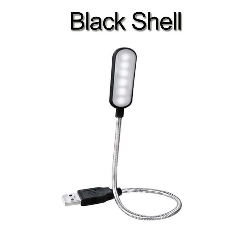 Lampu Belajar LED USB Metal Leher Flexible Putar 4 LED Lamp Aksesoris Meja Portable Konektor Port Power Bank