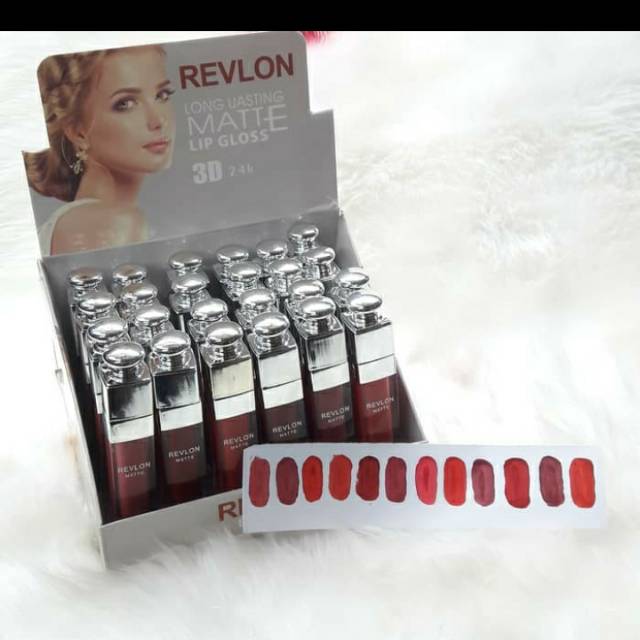 Lipgloss revlon matte tutup silver 3D 12pcs