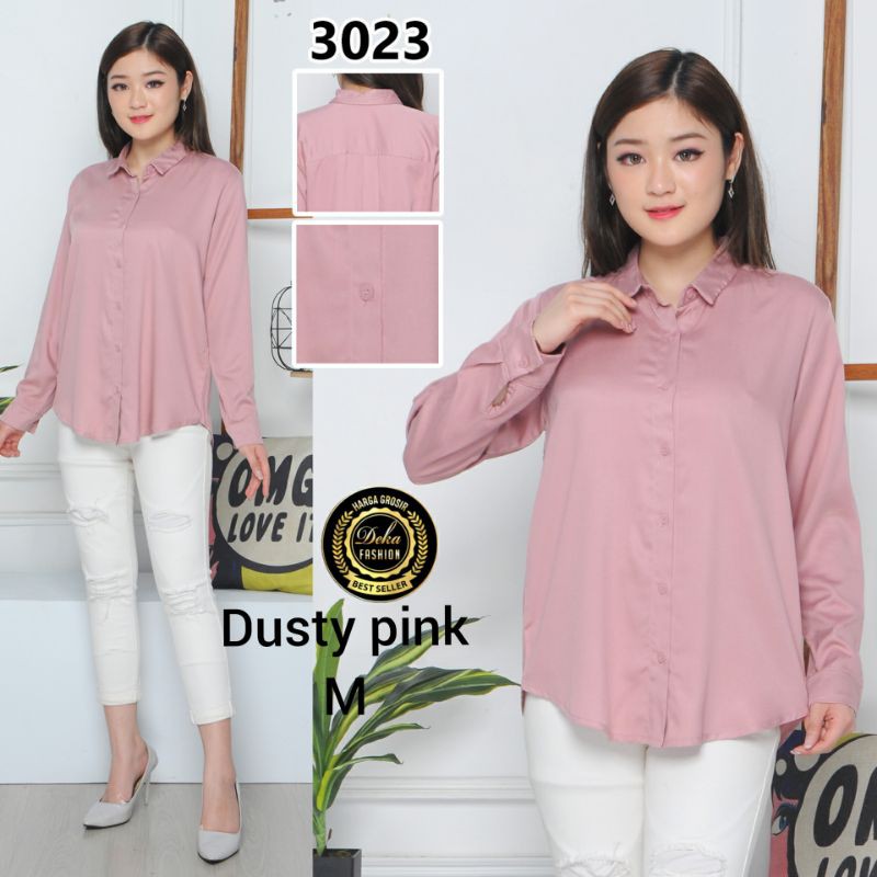 KEMEJA WANITA KATUN TWILL 30s - 3023-Dusty pink M