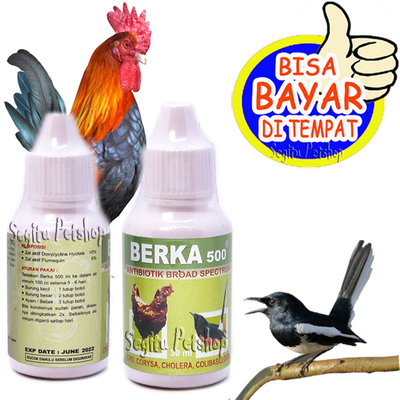 ANTIBIOTIK AYAM BEBEK BURUNG OBAT SAKIT FLU VIRUS DEMAM DIARE BERKA 500