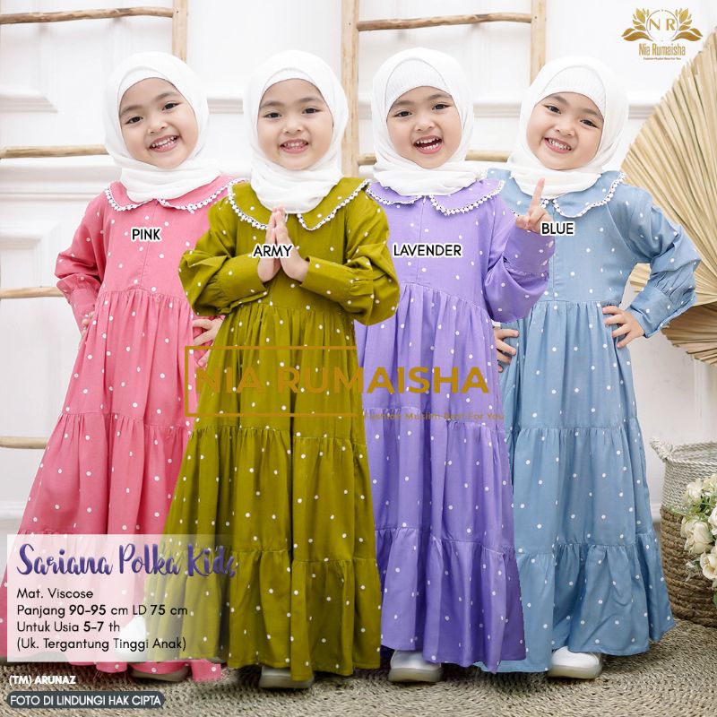 SARIANA KIDS NIA RUMAISHA // Gamis anak polka