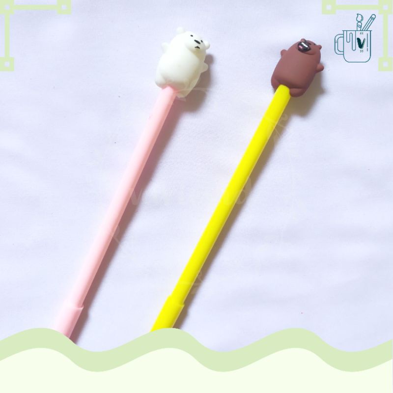 

Pulpen | Ballpoint | Bolpen We Bare Bears - Pink Ice Bear - Yellow Grizz - 0.5 mm (Gel)