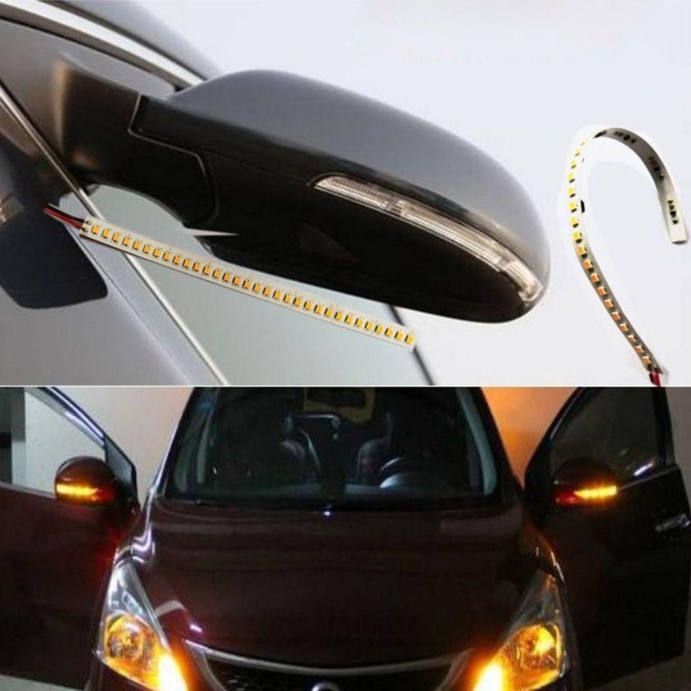 Lanfy Lampu Indikator Dinamic Mobil-styling Kuning Amber Flowing Safety 2PCS/Set Spion 1pasang Sein Strip Light