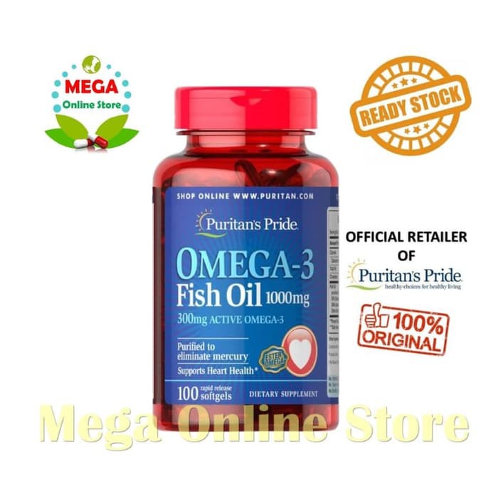 Puritan Pride Omega 3 Fish Oil 1000 mg 100 Softgels omg