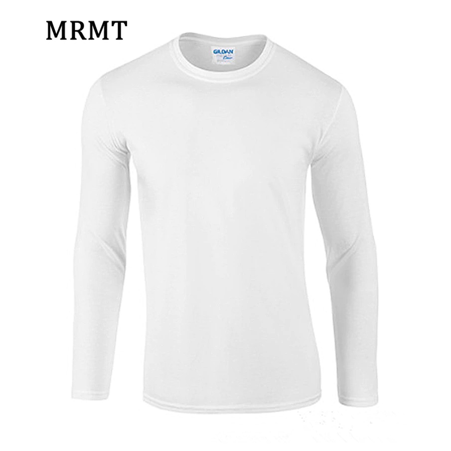2019 MRMT 100% Cotton Men's Long Sleeve T Shirt Pure Color Culture Cotton Tshirt Long Neck