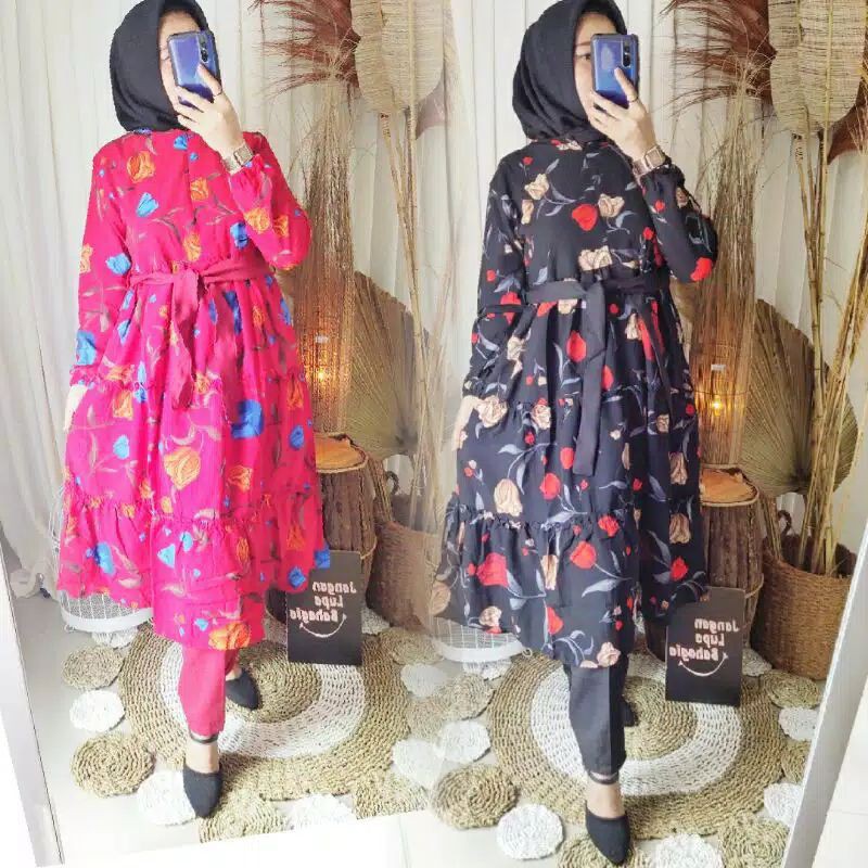 setelan monalisa busui motif tulip