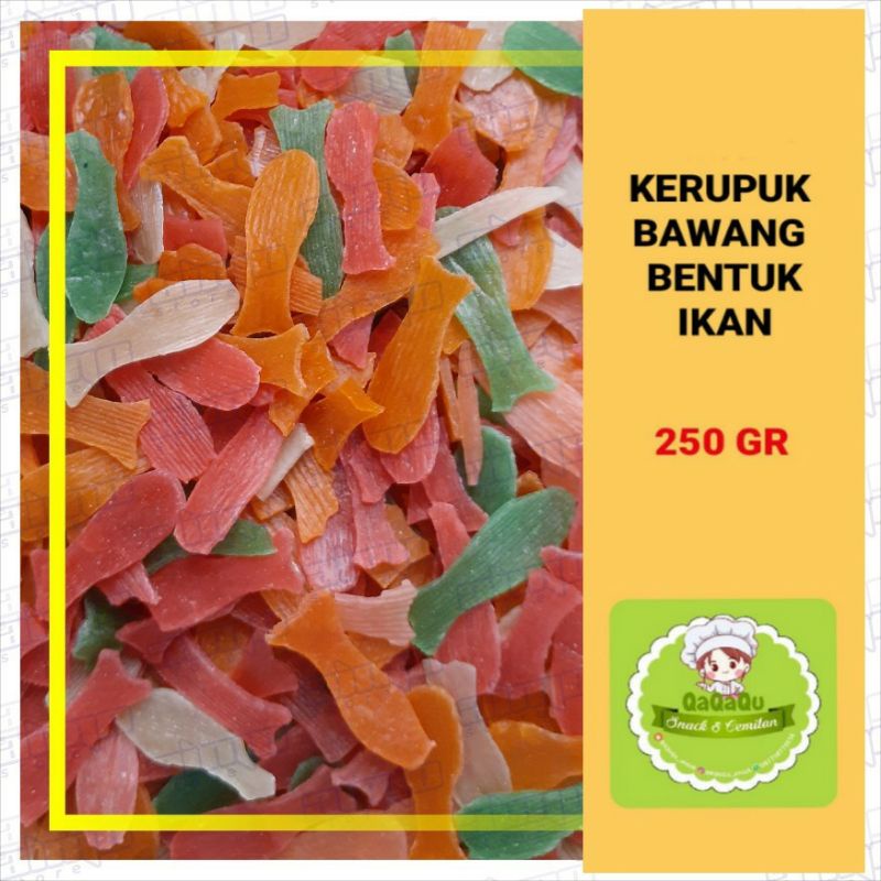 

KERUPUK BAWANG BENTUK IKAN WARNA WARNI GURIH (MENTAH)