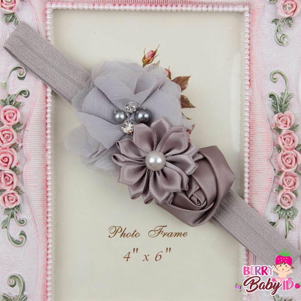 YooBerry Pita Anak Bando Bandana Bayi Korea Rose Pearl Diamond Sachi Baby SAA006 Berry Mart