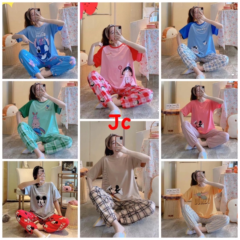 JC- Stelan Jogger improt CP / Stelan piyama cp Kekinian / Stelan piyama wanita Korea Import