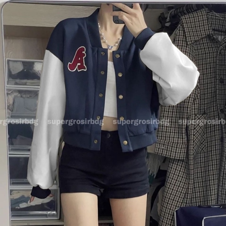 A BASEBAL CROPE COMBINED JAKET | JAKET CROP BASEBALL VARSITY