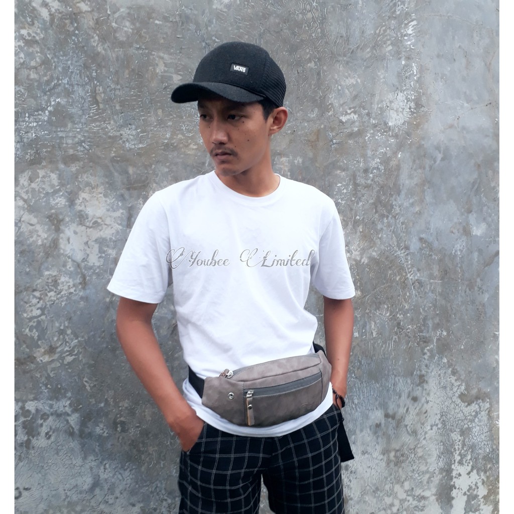 waistbag kulit sintetis pria murah