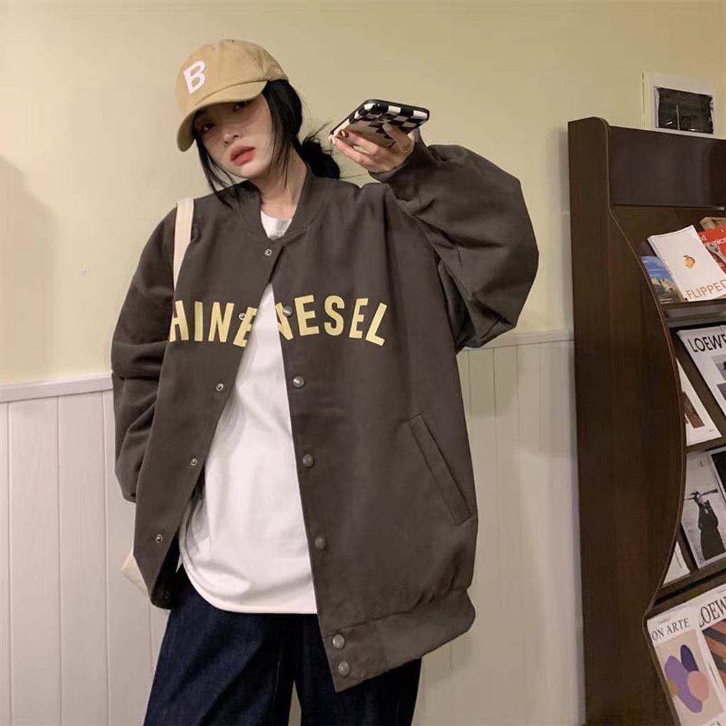 CHINENESEL JAKET BASEBALL VARSITY OVERSIZE - JAKET WANITA KOREAN STYLE - JAKET BOMBER WANITA