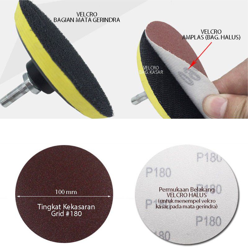 Tatakan Amplas Velcro 4 Inch HK Pad Velcro Sanding Pad Disc