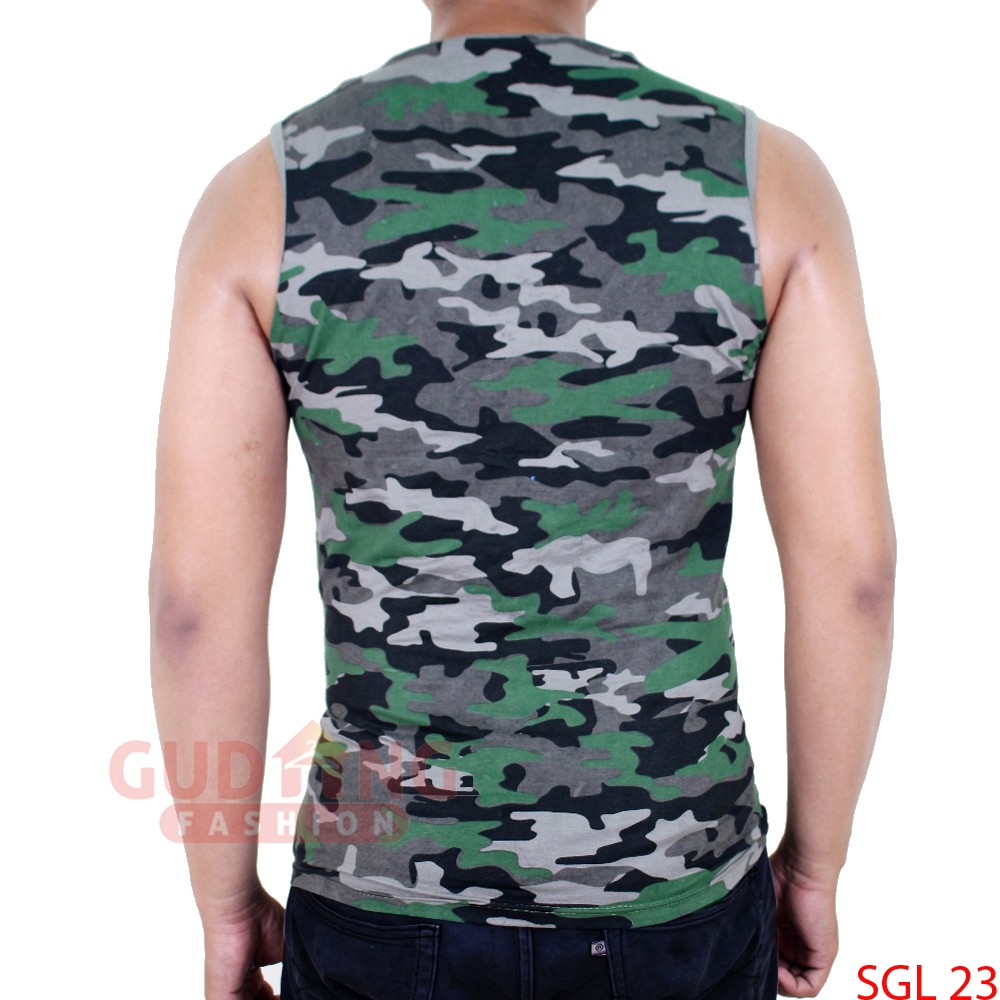 Singlet Kaos Dalaman Pria Motif Loreng Army - SGL 23