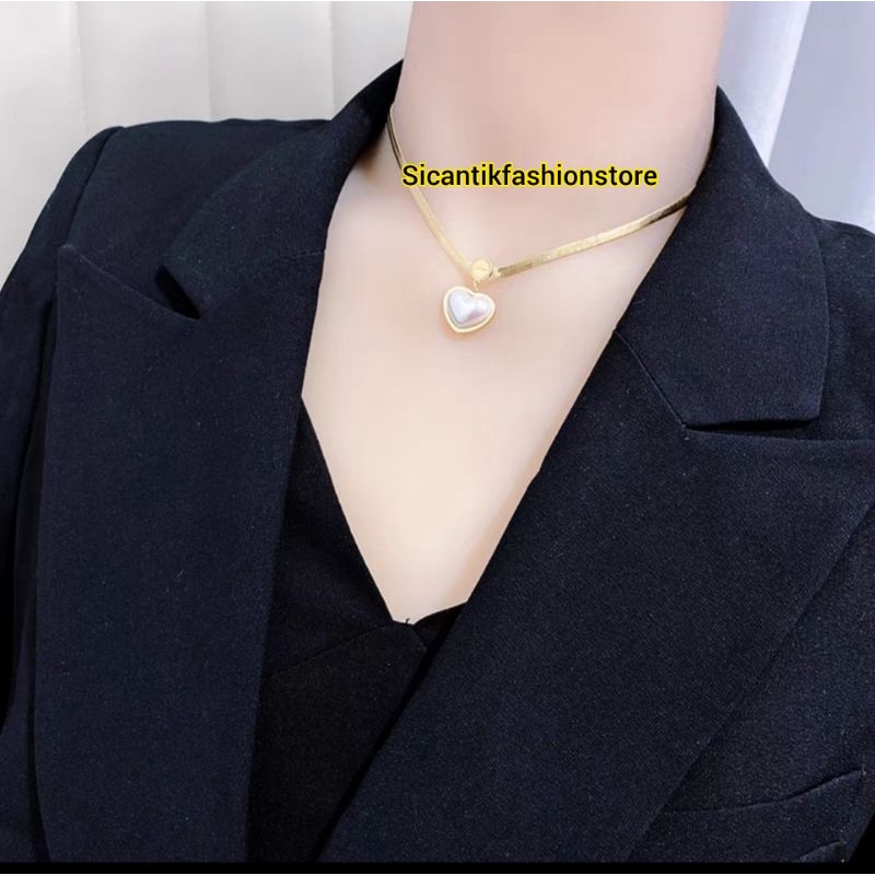 Kalung Titanium Gold Liontin Love Terbaru Terlaris Fashion Wanita  Anti Karat Selamanya Kalung Wanita Korea Liontin Love Kalung K5 Gold Perhiasan Wanita