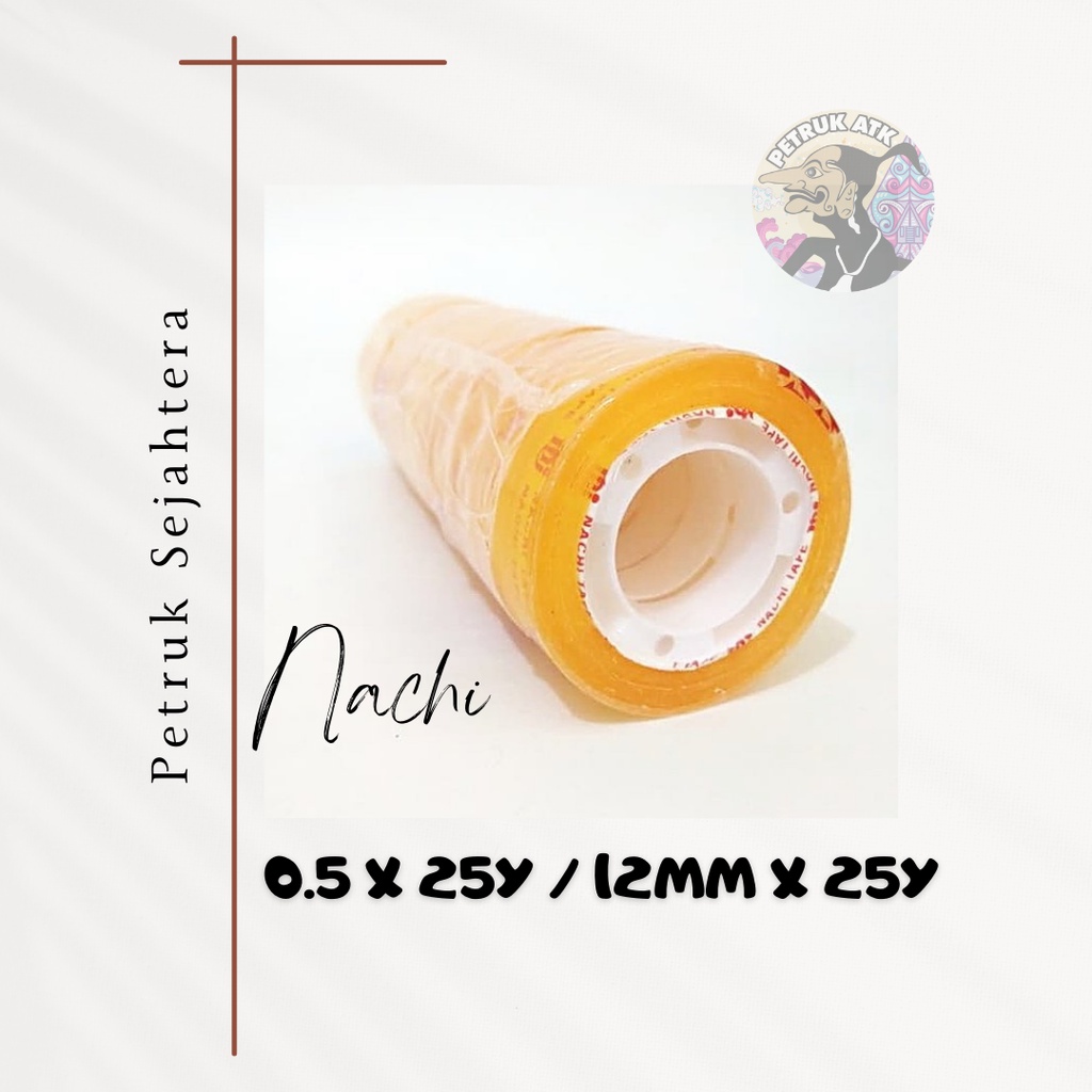 

[ROL] ISOLASI / SELOTIP / SOLATIP STATIONERY TAPE NACHI 1/2 X 25 YARD / 12 MM X 25 YARD BENING KECIL