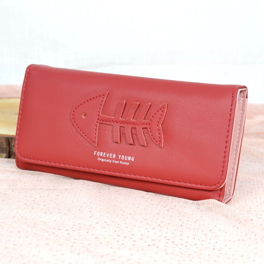 Dompet Lipat Panjang Logo Fish Bone Wanita Import 2306-22