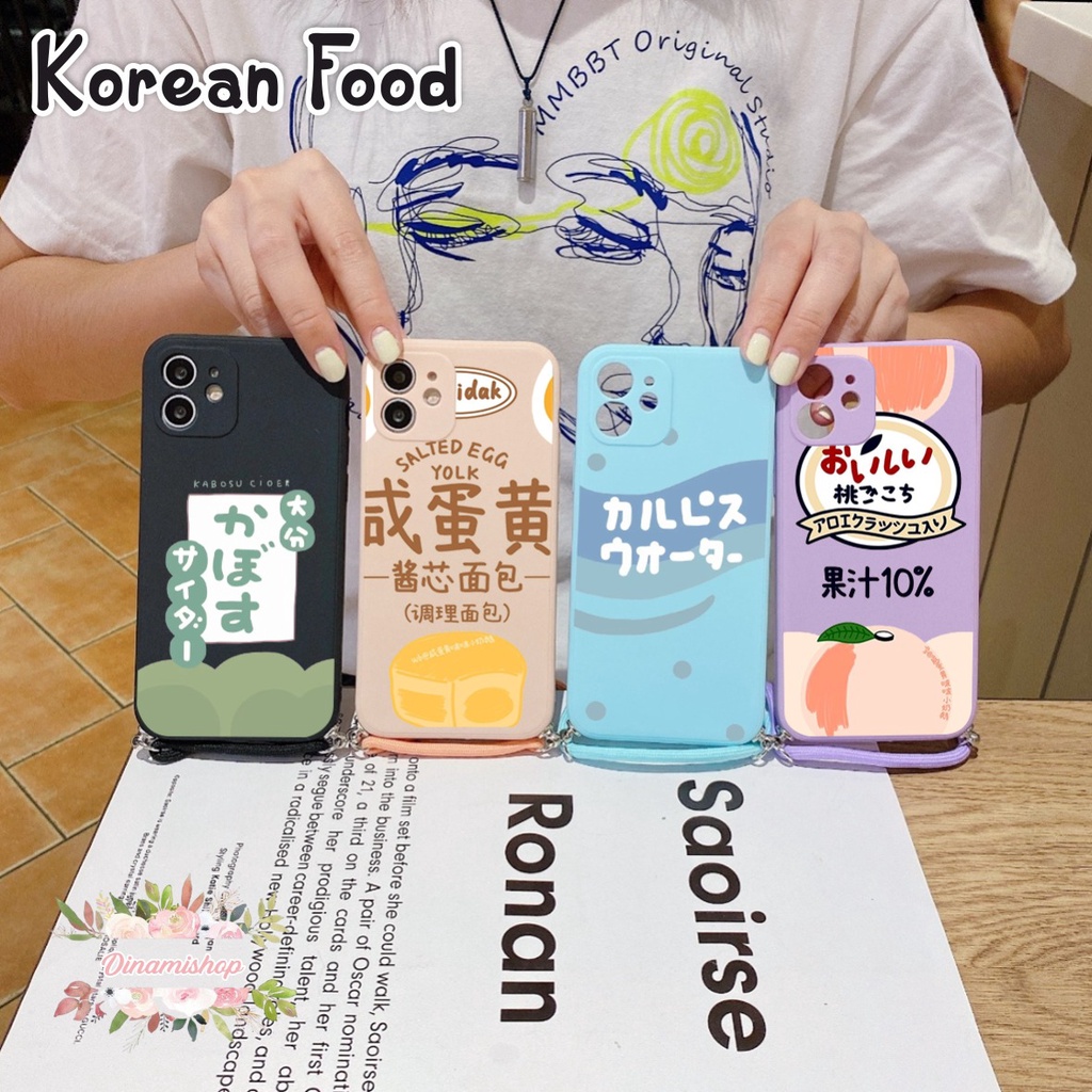SOFTCASE SILIKON SLINGCASE TALI LANYARD STRAP PHONE MACARON PELINDUNG KAMERA KOREAN FOOD OPPO VIVO S
