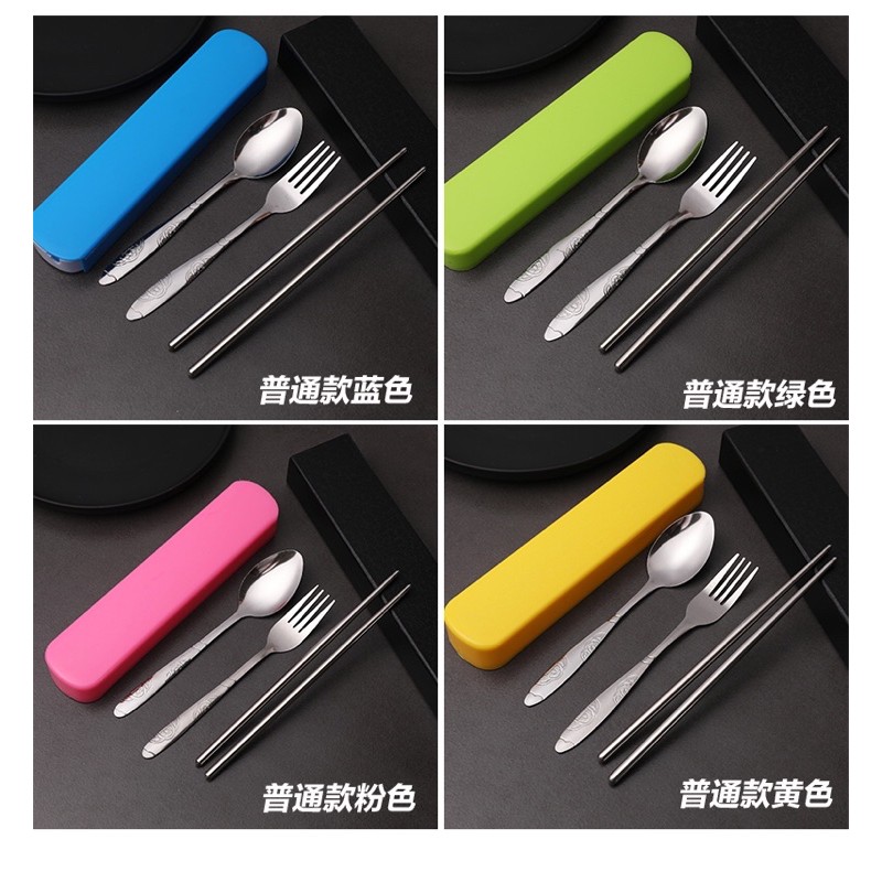 Tableware Travel Sendok Garpu Sumpit Set Stainless Travel portable spoon fork tableware pribadi import