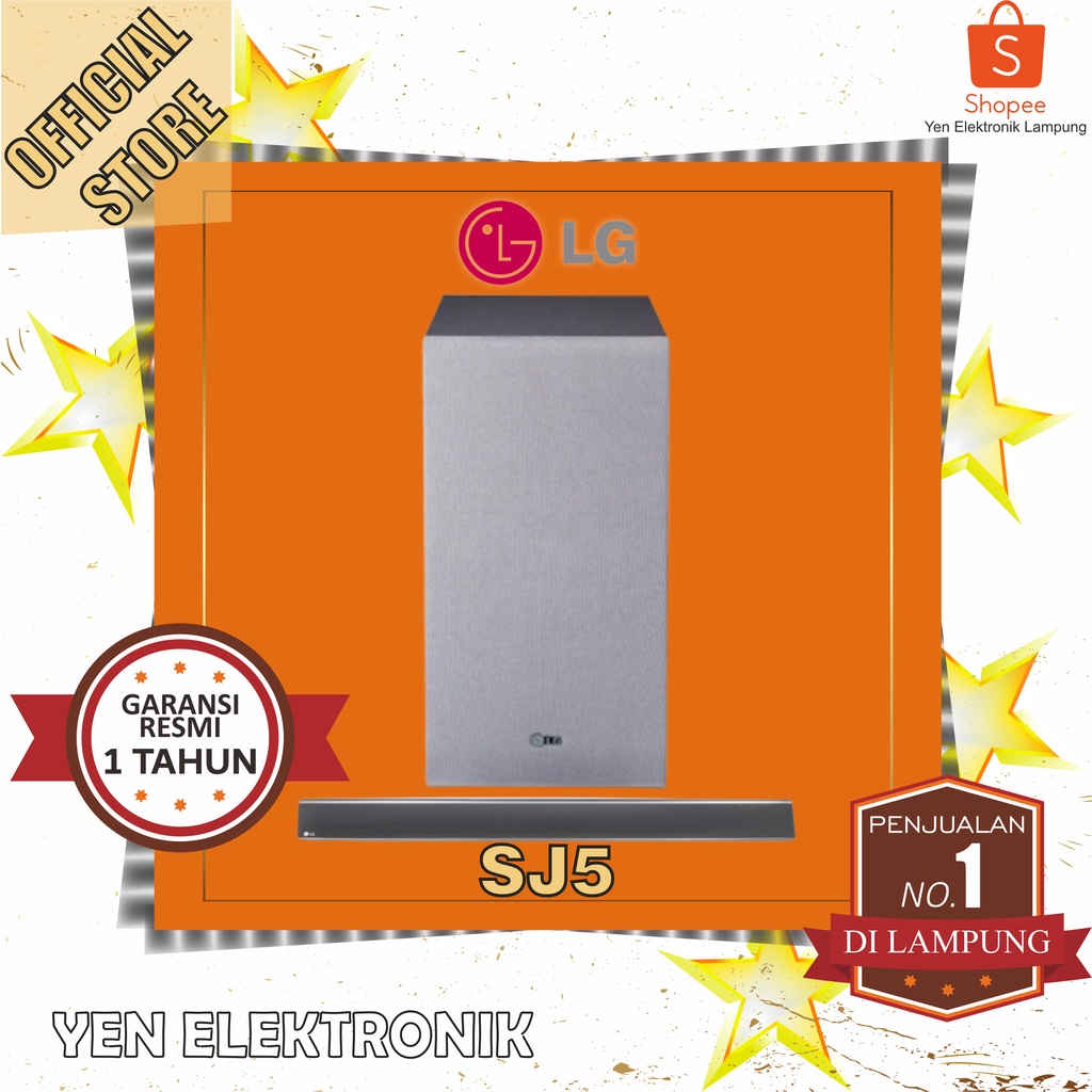 Soundbar LG SJ5 Wireless Subwoofer Bluetooth Speaker 2.1ch 320watt Garansi Resmi LG 1 Tahun