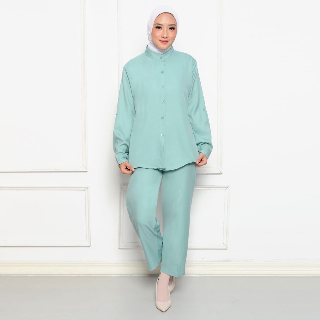 one set shakila premium terbaru/setelan polos wanita full kancing depan/busui L-XL-XXL