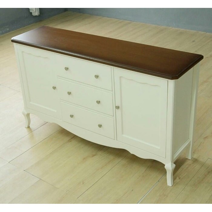 Meja Nakas Modern Warna Putih Duco Ukuran 180x45x60 Bahan Kayu Jati Produk Asli Jepara Belum Ongkir