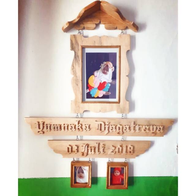 Bingkai Foto Custom 5R Papan Nama Kayu Dekorasi