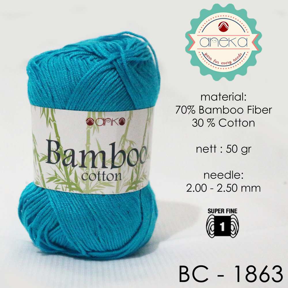 Benang Rajut Katun Bambu / Bamboo Cotton Yarn 2 - 1863 Turkis